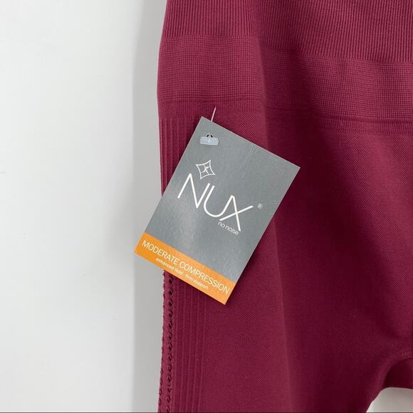 Nux Womens Burgundy Red Compression Leggings Perforated Sides Size Small S - Picture 7 of 11